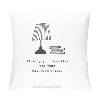 Personality  Vector Sketch Illustration. Covid-19. Stay Home On Quarantine During The Coronavirus Pandemic. Pillow Covers