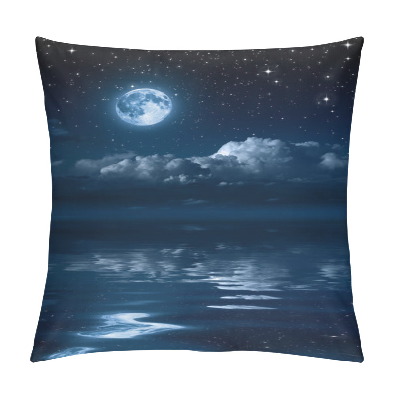 Personality  Moon And Clouds In The Night On Sea Pillow Covers