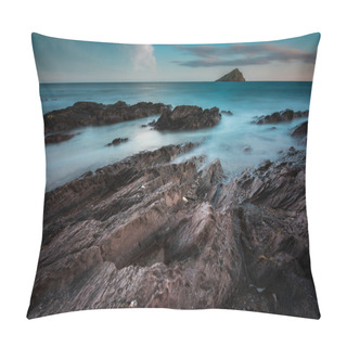 Personality  Seascape At Twilight, With Long Exposure At Wembury Beach,Devon Pillow Covers