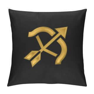 Personality  Archery Gold Plated Metalic Icon Or Logo Vector Pillow Covers