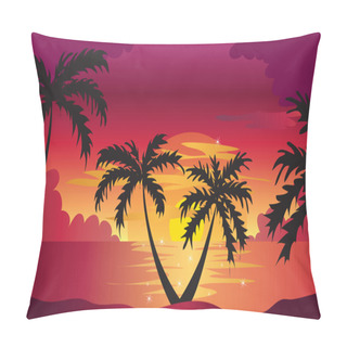 Personality  Palm Trees And Summer Sunset Pillow Covers
