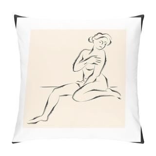 Personality  Human Sketch Drawing. Vector Poster. Pillow Covers
