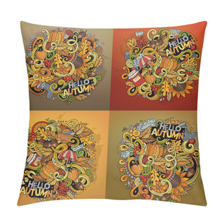 Personality  Autumn Cartoon Vector Hand Drawn Doodle Illustration Pillow Covers