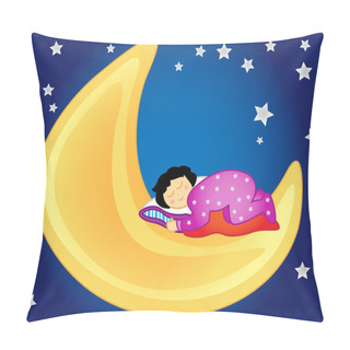 Personality  Baby Girl Sleeping On The Moon Pillow Covers