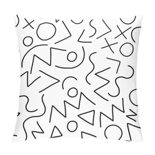 Personality  Geometric Vector Pattern With Black And White. Form A Triangle, A Line, A Circle. Hipster Fashion Memphis Style. Retro Memphis 80s Or 90s Style Fashion Abstract Background Seamless Pattern. Pillow Covers