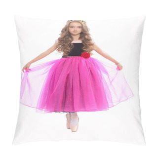 Personality  Young Beautiful Girl In Pink Dress  Pointe Isolated On White Background  Fairy Tale Princess Pillow Covers
