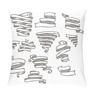 Personality  Collection Of Vintage Ribbon, Hand Drawn Doodle Set. Pillow Covers