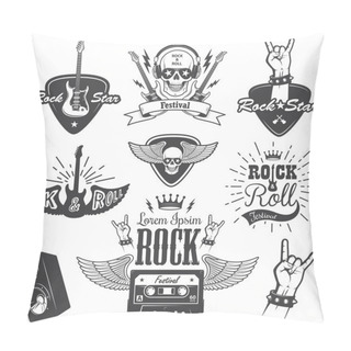 Personality  Set Of Rock And Roll Music Emblems. Set 2 Pillow Covers