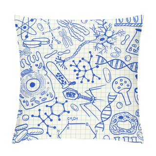 Personality  Biology Doodles Seamless Pattern Pillow Covers