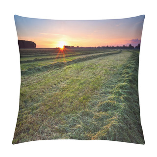 Personality  Sunrise Over Green Haymaking Pillow Covers