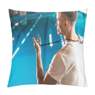 Personality  Swim Trainer With Stopwatch At Pool Pillow Covers