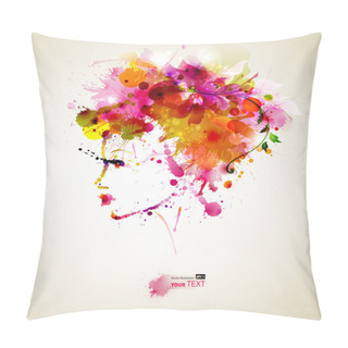 Personality  Beautiful Fashion Woman With Abstract Hair And Design Elements Pillow Covers