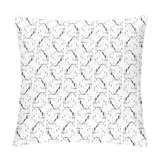 Personality  Abstract Black And White Geometric Vector Seamless Pattern. Grun Pillow Covers