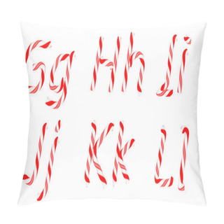 Personality  Candy Cane Font G - L Letters Isolated Pillow Covers