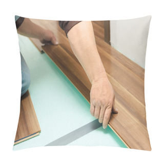 Personality  Man Laying Parquet In Clean Room Pillow Covers