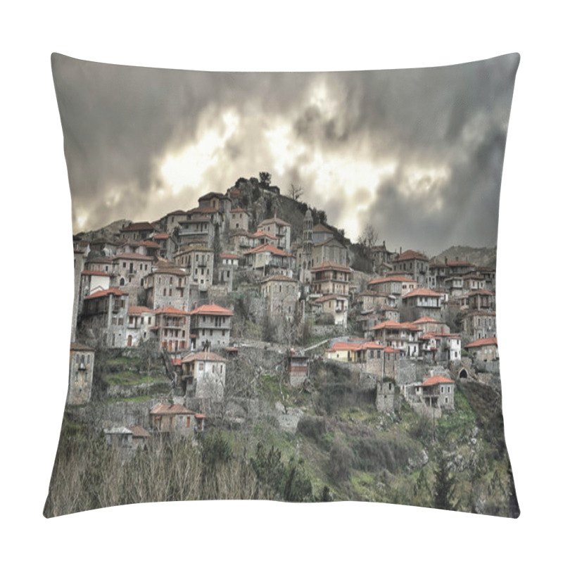 Personality  view of a beautiful mountain village named Dimitsana,Peloponesse,Greece pillow covers