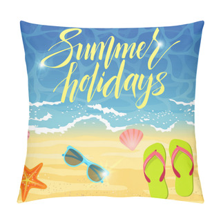 Personality  Vector Summer Background With Holiday Elements. Summer Vector Banner Design In Beach With Summer Elements. Vector Illustration Pillow Covers