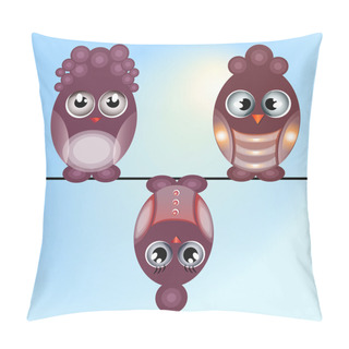 Personality  Three Vector Birds Sitting On Branch Pillow Covers