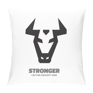 Personality  Stronger - Vector Logo Concept Illustration. Buffalo Head Logo. Bull Head Logo. Taurus Head Logo. Vector Logo Template. Design Element. Pillow Covers