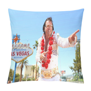 Personality  Elvis Look-alike Impersonator And Las Vegas Sign Pillow Covers