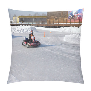 Personality  Winter Carting. Racing Karting In Slow Motion Pillow Covers