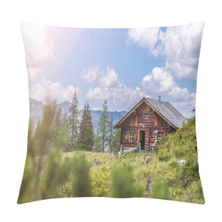 Personality  Idyllic Mountain Landscape In The Alps: Mountain Chalet, Meadows Pillow Covers