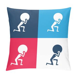 Personality  Atlas Blue And Red Four Color Minimal Icon Set Pillow Covers