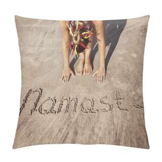 Personality  Yoga On The Beach With Namaste Pillow Covers