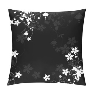 Personality  Floral Template Over Black Background Pillow Covers