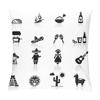 Personality  Icons Set Mexican Culture And Cuisine Pillow Covers