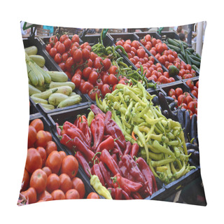 Personality  Fresh And Organic Vegetables At Farmers Market Pillow Covers