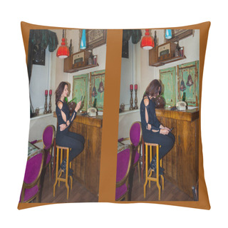 Personality  Correct And Incorrect Sitting In This Example Woman Sit In A Cafe Using Smartphone Side View Pillow Covers