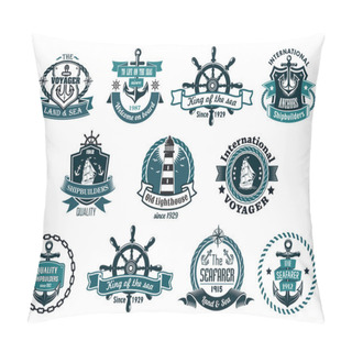 Personality  Dark Blue Nautical Labels Pillow Covers