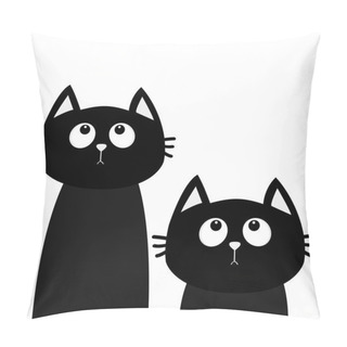 Personality  Two Black Cats Looking Up Pillow Covers