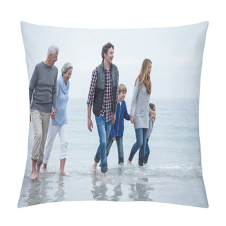 Personality   Family Walking In Shallow Water  Pillow Covers
