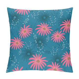 Personality  Floral Seamless Pattern With Delicate Flowers, Hand-drawing. Vector Illustration. Daisy Themed Repeating Pattern Pillow Covers