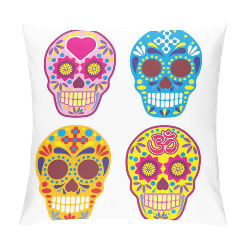 Personality  Holy Death, Day of the Dead, mexican sugar skull pillow covers