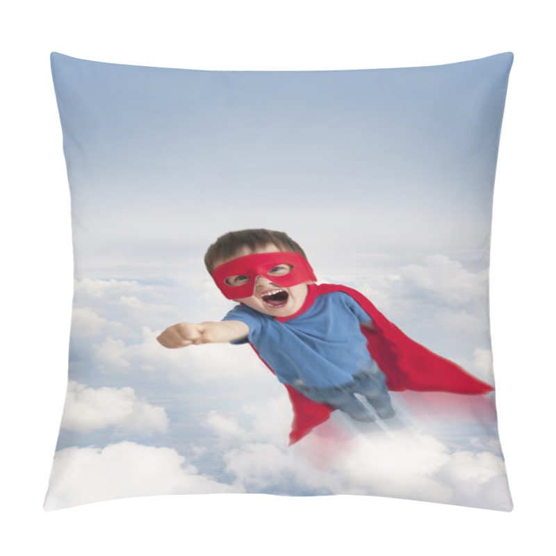 Personality  superhero boy flying in the sky  pillow covers