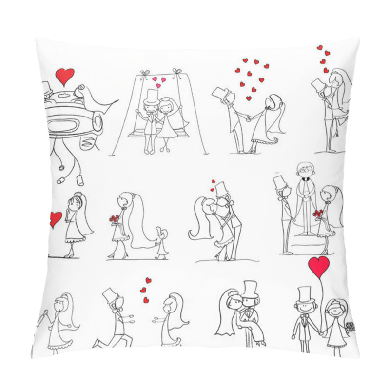 Personality  Set Of Wedding Pictures, Bride And Groom In Love Pillow Covers