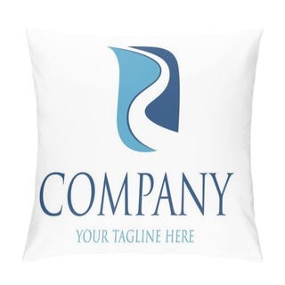 Personality  Blue Negative Space River Square App Logo Icon Design Pillow Covers