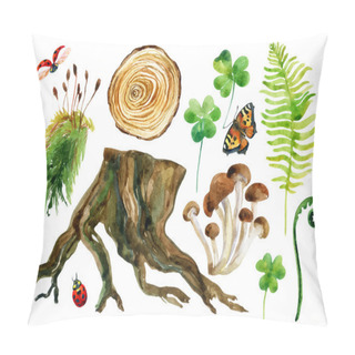 Personality  Forest Set Isolated On White Background.  Pillow Covers