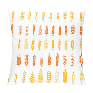 Personality  Wheat Ears Icons And Logo Set Natural Product Company And Farm Company Organic Wheat, Bread Agriculture And Natural Eat. Pillow Covers