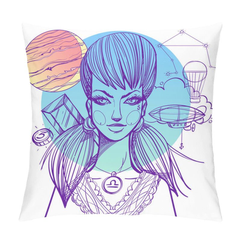 Personality  Girl Zodiac Sign Libra. Pillow Covers