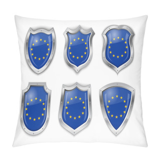 Personality  Different Icons With European Union Flag Pillow Covers