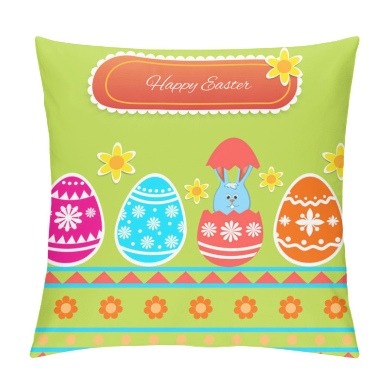 Personality  Happy Easter Card - Vector Illustration pillow covers