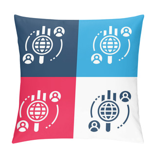 Personality  Analysis Blue And Red Four Color Minimal Icon Set Pillow Covers