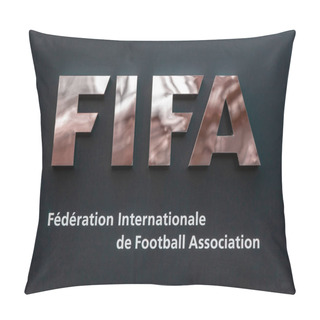 Personality  Zurich, Switzerland - February 22, 2023: FIFA Is A Non-profit Organization And An International Governing Body Of Association Football, Futsal And Beach Soccer. Headquarter In Zurich, Switzerland Pillow Covers