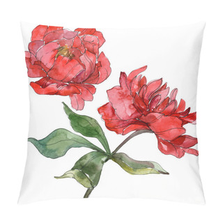 Personality  Red Peonies Isolated On White. Watercolor Background Illustration Set.  Pillow Covers