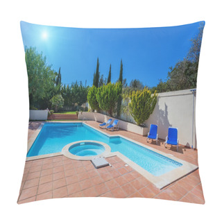 Personality  Modern Home Swimming Pool For Recreation. Summer. Pillow Covers