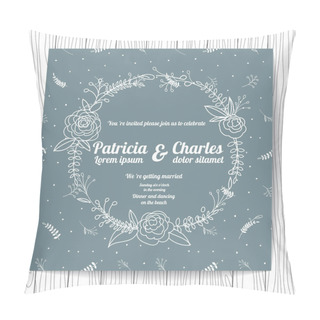 Personality  Wedding Invitation Card Doodle Style With Flower Templates Pillow Covers
